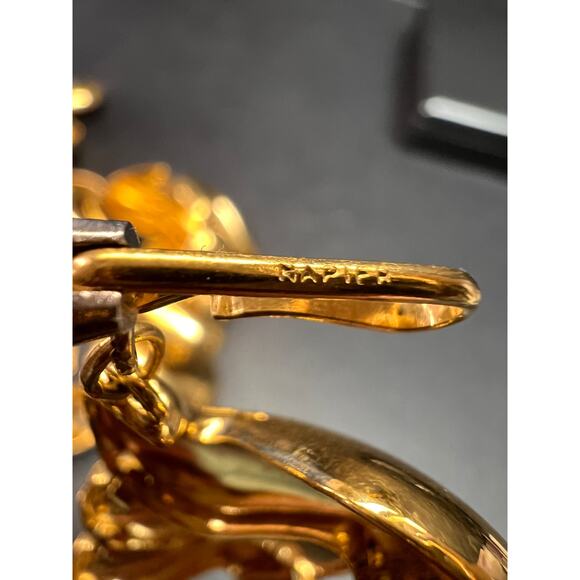 Vintage MCM Napier Gold-Tone Sculptural S-Link Statement Necklace, Signed - Picture 6 of 13